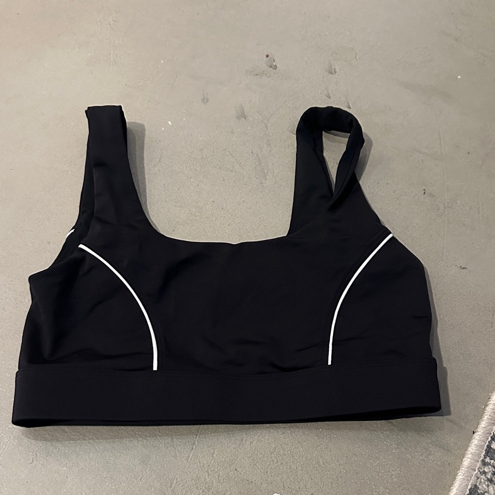 Fabletics Black Sports Bra with White Trim